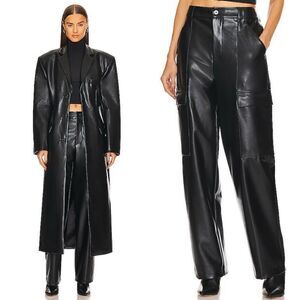NWT Helsa Waterbased Faux Leather Cargo Pant in Black
